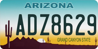 AZ license plate ADZ8629