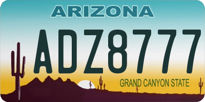 AZ license plate ADZ8777