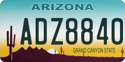 AZ license plate ADZ8840