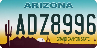 AZ license plate ADZ8996