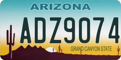 AZ license plate ADZ9074