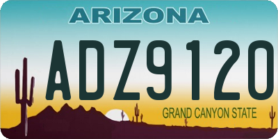AZ license plate ADZ9120