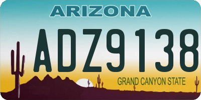 AZ license plate ADZ9138