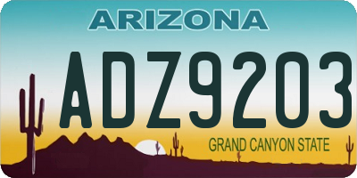 AZ license plate ADZ9203