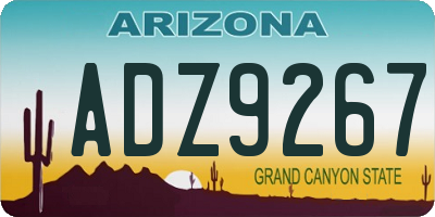 AZ license plate ADZ9267