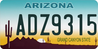 AZ license plate ADZ9315