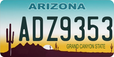 AZ license plate ADZ9353