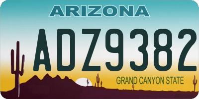 AZ license plate ADZ9382