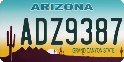 AZ license plate ADZ9387
