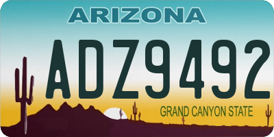 AZ license plate ADZ9492
