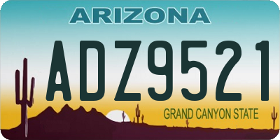 AZ license plate ADZ9521