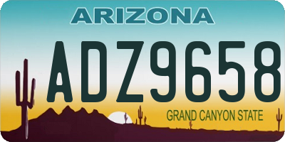 AZ license plate ADZ9658