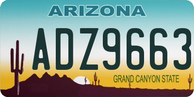 AZ license plate ADZ9663