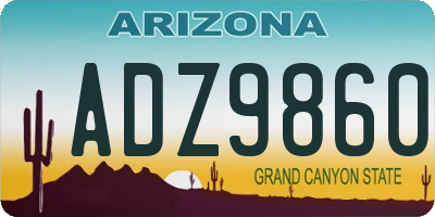 AZ license plate ADZ9860