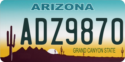 AZ license plate ADZ9870