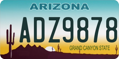 AZ license plate ADZ9878