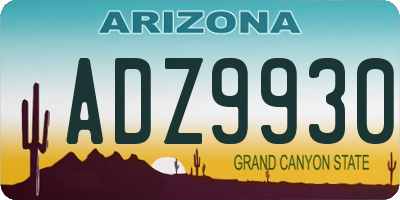 AZ license plate ADZ9930