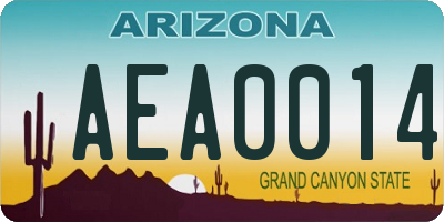 AZ license plate AEA0014