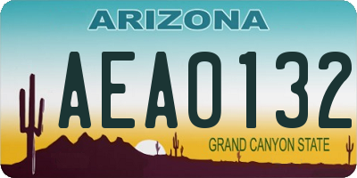 AZ license plate AEA0132
