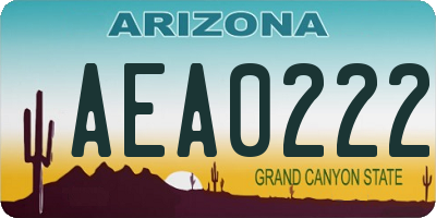 AZ license plate AEA0222
