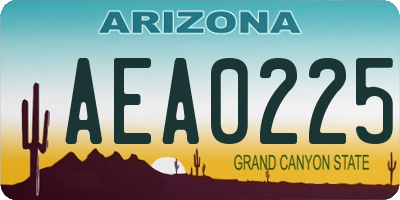 AZ license plate AEA0225