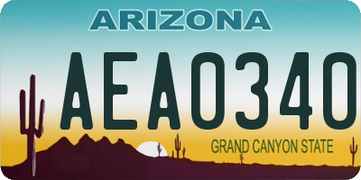 AZ license plate AEA0340
