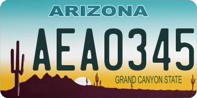 AZ license plate AEA0345