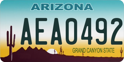 AZ license plate AEA0492