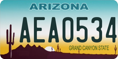 AZ license plate AEA0534