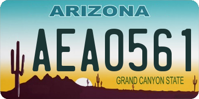 AZ license plate AEA0561