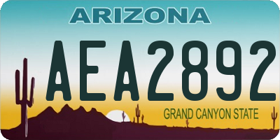 AZ license plate AEA2892