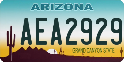 AZ license plate AEA2929