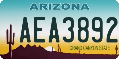 AZ license plate AEA3892