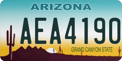 AZ license plate AEA4190