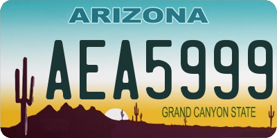 AZ license plate AEA5999
