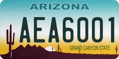 AZ license plate AEA6001