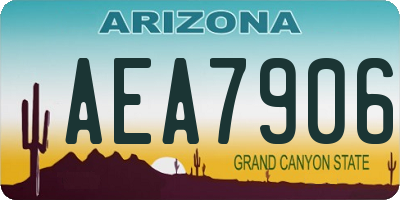 AZ license plate AEA7906