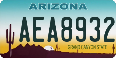 AZ license plate AEA8932