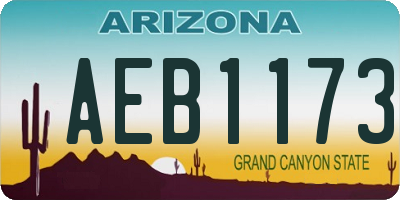AZ license plate AEB1173