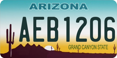 AZ license plate AEB1206