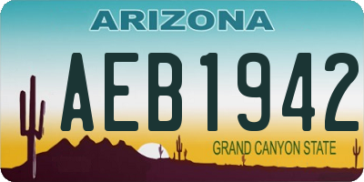 AZ license plate AEB1942