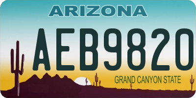AZ license plate AEB9820