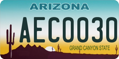 AZ license plate AEC0030