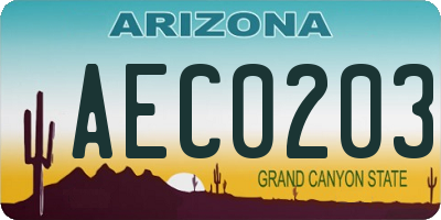 AZ license plate AEC0203