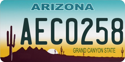 AZ license plate AEC0258