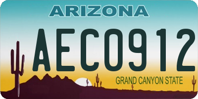 AZ license plate AEC0912