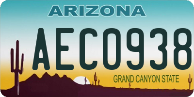 AZ license plate AEC0938