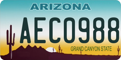 AZ license plate AEC0988