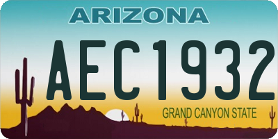 AZ license plate AEC1932