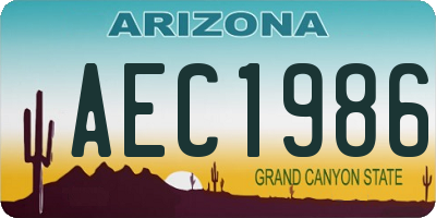 AZ license plate AEC1986